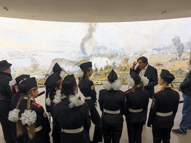 Pupils visiting an exhibition at the Victory Museum (Museum of the Great Patriotic War, WW2).