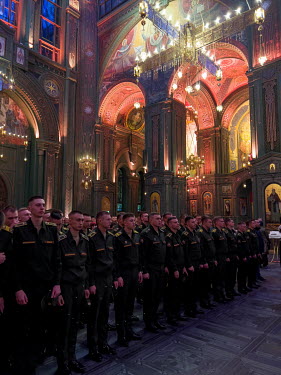 Easter ceremony in The Main Temple of the Russian Armed Forces built in 2020 in the Parc Patriot complex.  The proportions of the temple contain numbers associated with the dates of the Great Patrioti...