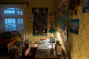 A Soviet-era bedroom in the 'Whaler's House', a museum-apartment recreating the life of the Soviet inhabitants of Kaliningrad in the post-war years.
