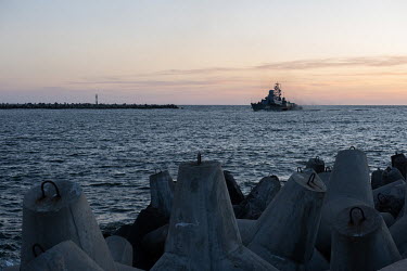 Sea defences on the shore in Baltiysk, home to the Baltic Naval Base of the Baltic Fleet, the largest Russian naval base on the Baltic Sea.Until the 1990s, the city was closed to Russians.
