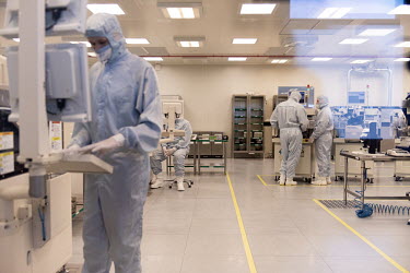Staff at the Technopolis GS Innovation Cluster, Russia's largest private innovation cluster of the radio-electronic industry. They produce microcircuits, microprocessors for consumer electronics.