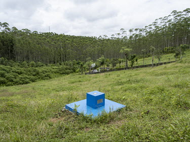 A blue marker, in the middle of a eucalyptus plantation, indicates the spot where the centre of the new Indonesian capital, Nusantara, will be built.In 2019, President Widodo announced the plan to mov...
