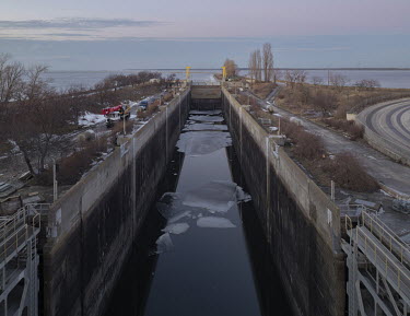 The Dam Lock at the Kiev Hydroelectric Station located on the Dnieper River, which constitutes, together with the Pumped Storage Station, a hydroelectricityÂgenerating complex operated by the state...