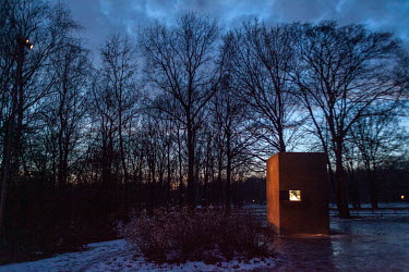 The Memorial to Homosexuals persecuted under Nazism ('gay monument'), a memorial to the tens of thousands of gay men that were murdered by the Nazis in death camps in World War 2. Inside, a screen rep...