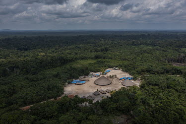 An aerial view of Mynawa village, on Waimiri-Atroari Indigenous Land during a meeting to discuss issues related to the threat to their territory and the impacts of the 'Marco Temporal', a legal thesis...