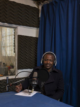 Presenter Elias Ngotho in the recording room where he records the podcast linked to television program Shamba Shape Up.Launched in 2012 by The Mediae Company, Shamba Shape Up is currently East Africa'...