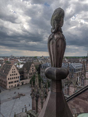 A view of the buildings of the Oeuvre Notre-Dame Foundation (left) from Strasbourg Cathedral.