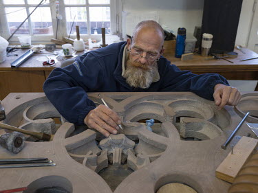 Thierry Bastian, a stonemason with the l'Oeuvre Notre-Dame Foundation.