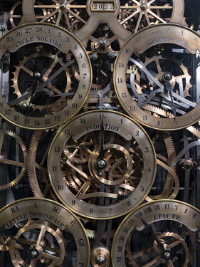 The mechanism, the current one dates from 1842, of the Strasbourg Cathedral astronomical clock.