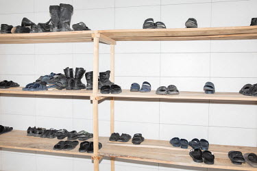 Footwear at a detention facility for Russian prisoners of war.