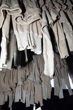 Clothes belonging to Russian prisoners of war dry after washing.