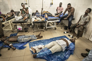 Patients in the Sylvanus Olympio hospital receive treatment following motorcycle accidents. At least 20 patients arrive each day as a result of motorcycle accidents resulting in the emergency room bei...