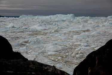The Jakobshavn Glacier in Disko Bay, the most popular destination for tourists visiting in Greenland.