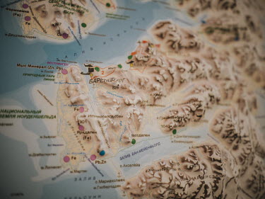 A Russian map of Spitsbergen, a strategically important outpost in the Arctic for Russia. Around twenty scientists conduct research here throughout the year on a variety of topics: from meteorology to...