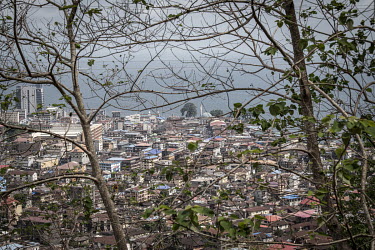 A view over Freetown towards the Atlantic Ocean.