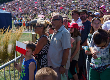 A large crowd who have came to watch the largest military parade ever held in post-communist Poland. The event involved 2,000 soldiers and 200 pieces of military equipment including K2, Abrams and Leo...
