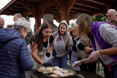 Members of the Tatar Muslim minority cook flat breads in their village which is close to the border with Belarus.