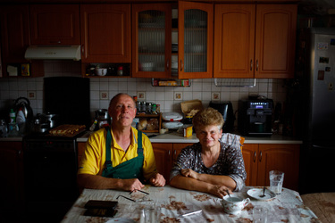 Mieczyslaw and Maria Zuraw, who plan to vote for the PiS (Law and Justice) party, at their home two days prior to the 15 October 2023 parliamentary elections. The voter turnout is expected to be at re...